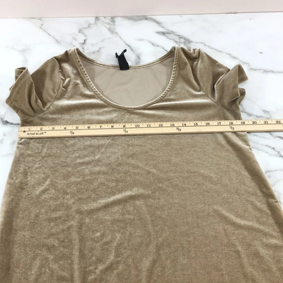 Agnes & Dora Tan Velvet Velour Everyday Tee Womens Large Deep Pearl Short Sleeve - Picture 7 of 8
